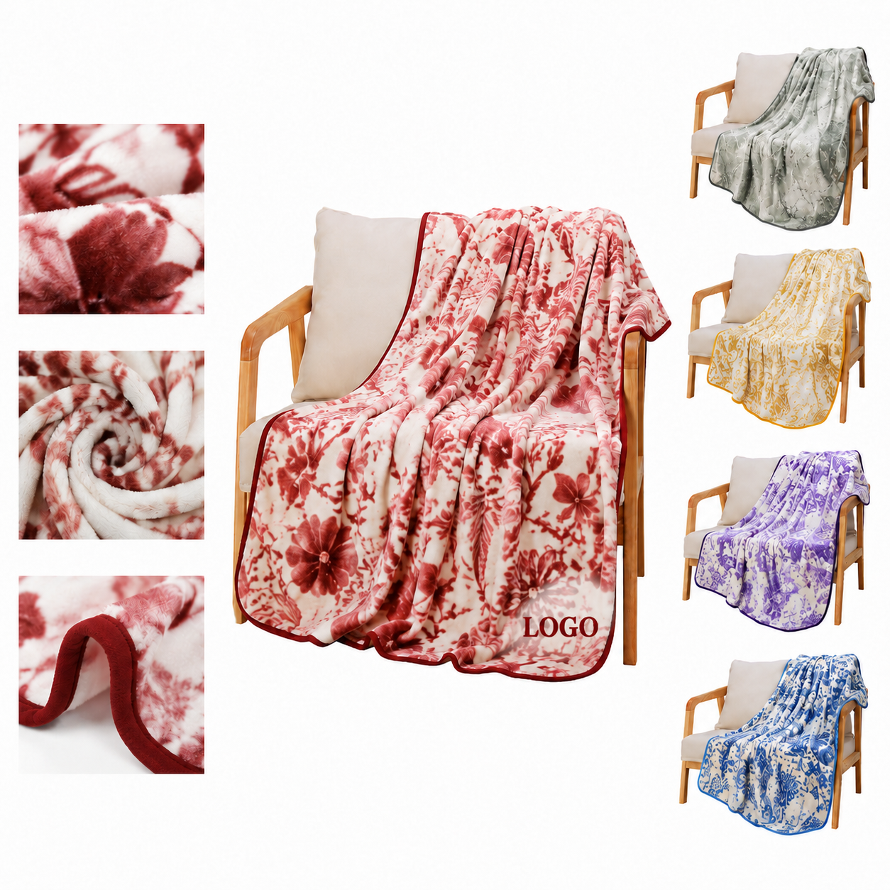 Sublimated All-Over Print Plush Flannel Throw Blanket