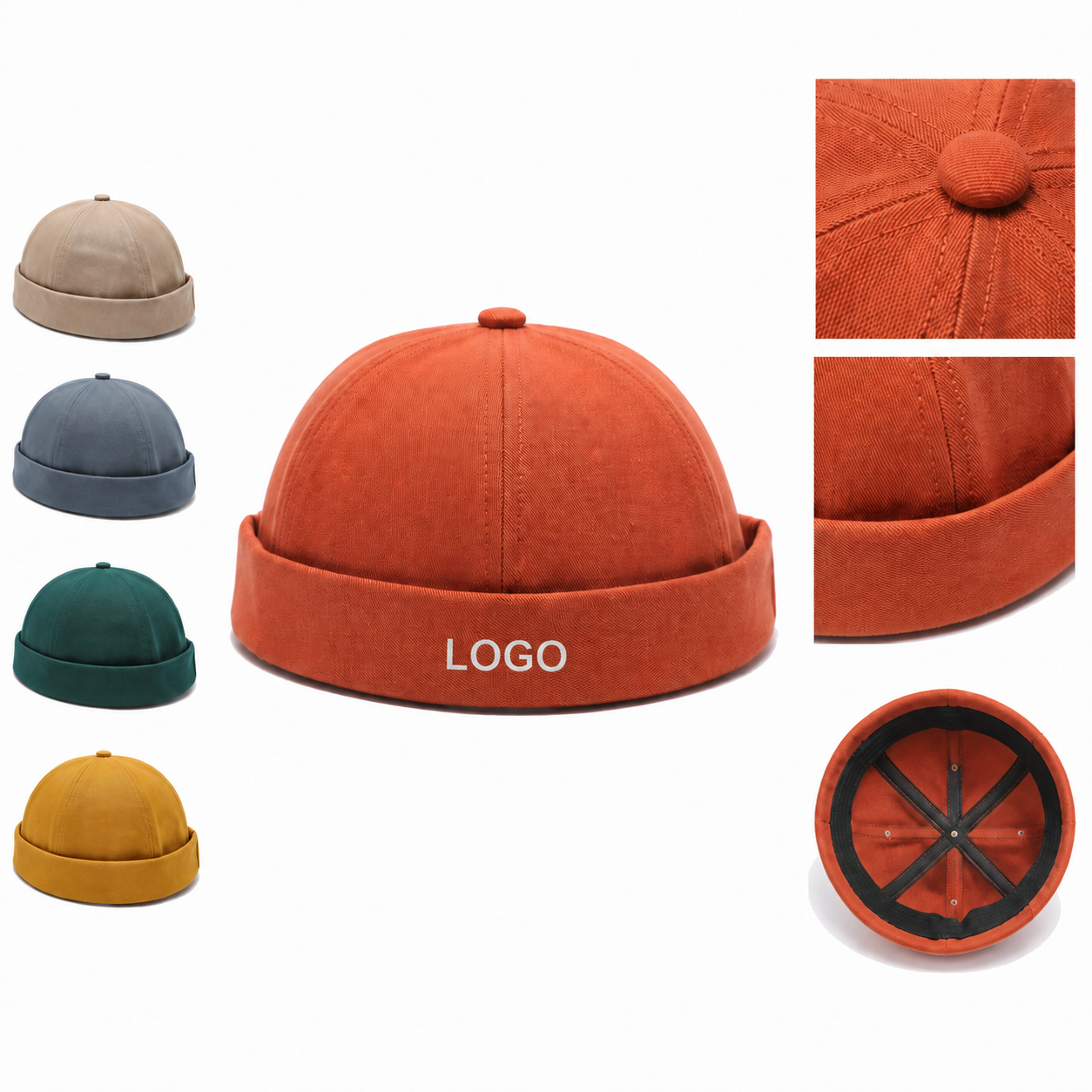 Vintage-Style Brimless Cotton Docker Hat