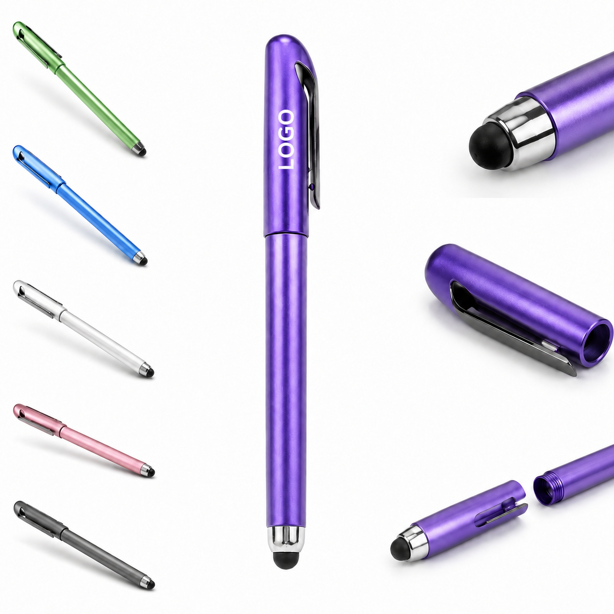 Dual-Function Metallic-Finish Stylus and Ballpoint Pen