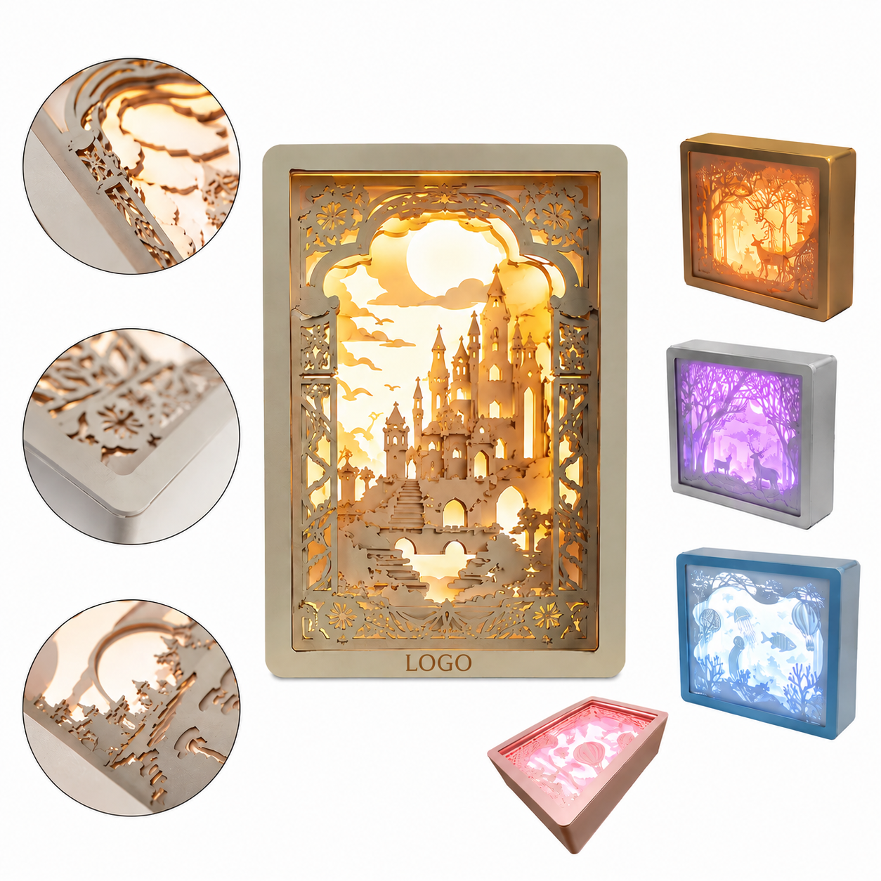 Multi-Layered 3D Paper Cut LED Shadow Box Decorative Light Frame