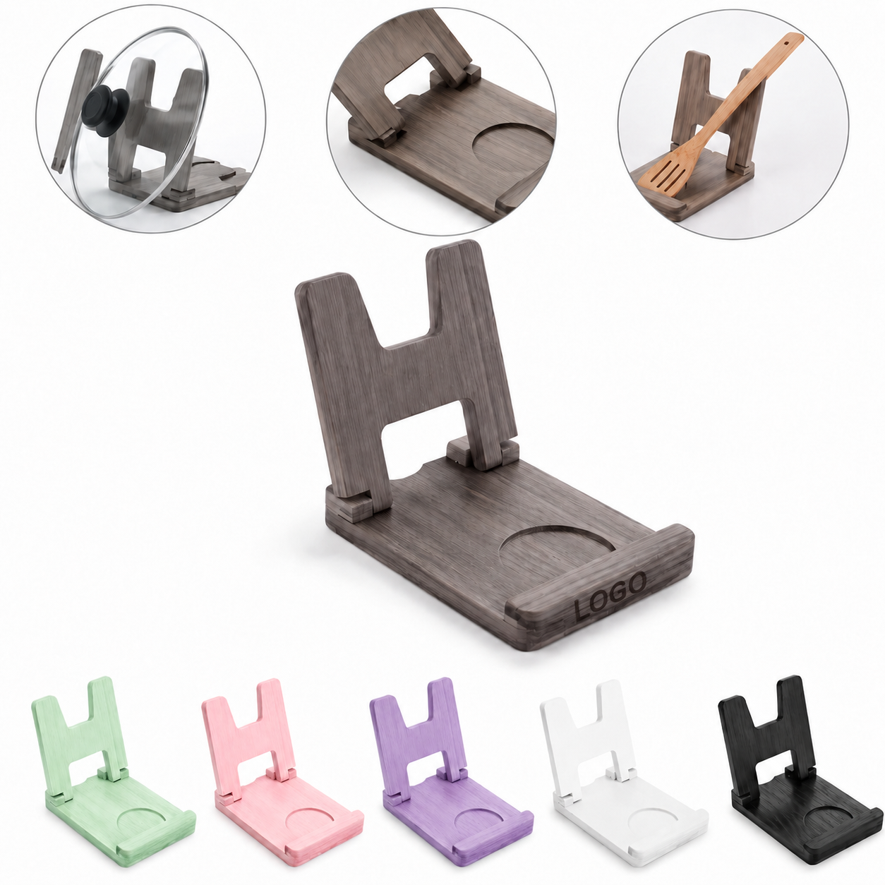 Foldable Bamboo Pot Lid and Cooking Tool Holder