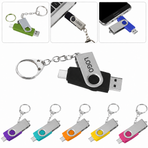 8GB Dual-Interface Swivel Flash Drive with Keyring